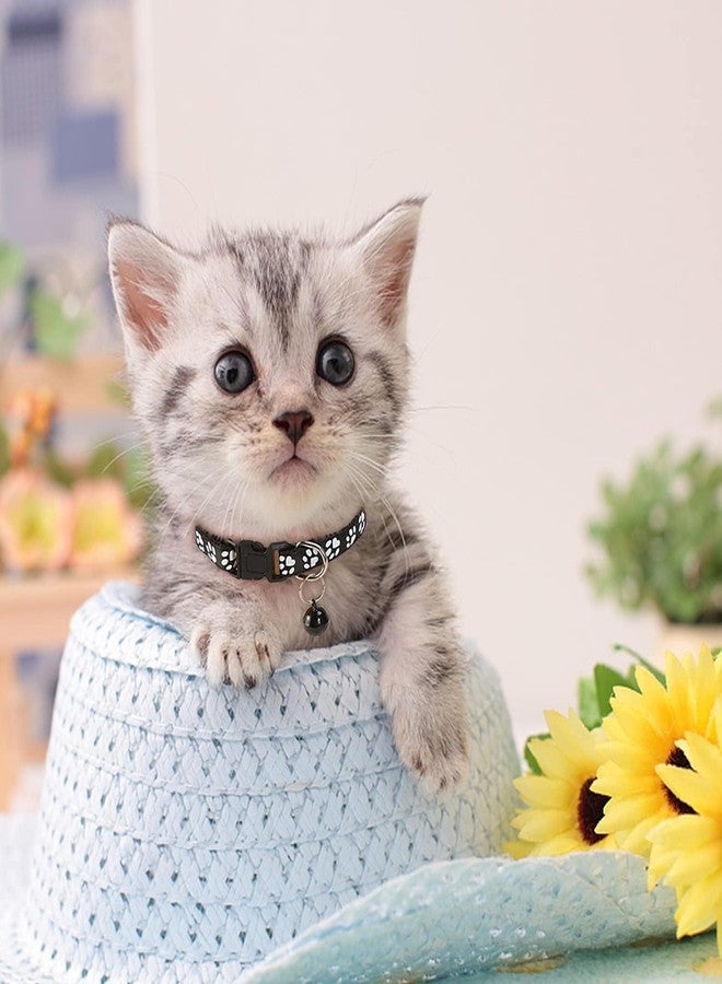 D&C PAWS طوق D&C PAWS للقطط الصغيرة مع أجراس، مصنوع من النايلون بنقشة مخالب، قابل للتعديل، آمن للحيوانات الأليفة، مناسب للقطط والأرانب (لون عشوائي، عبوة من قطعة واحدة) (أسود) - Image 4